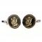 Silver Round Gold Black Flowering Swirl Cufflinks 2.JPG